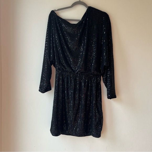 SHEIN BAE Sequin Mini Dress L Batwing Off the Shoulder Party Dress NWT Holiday - Picture 7 of 12